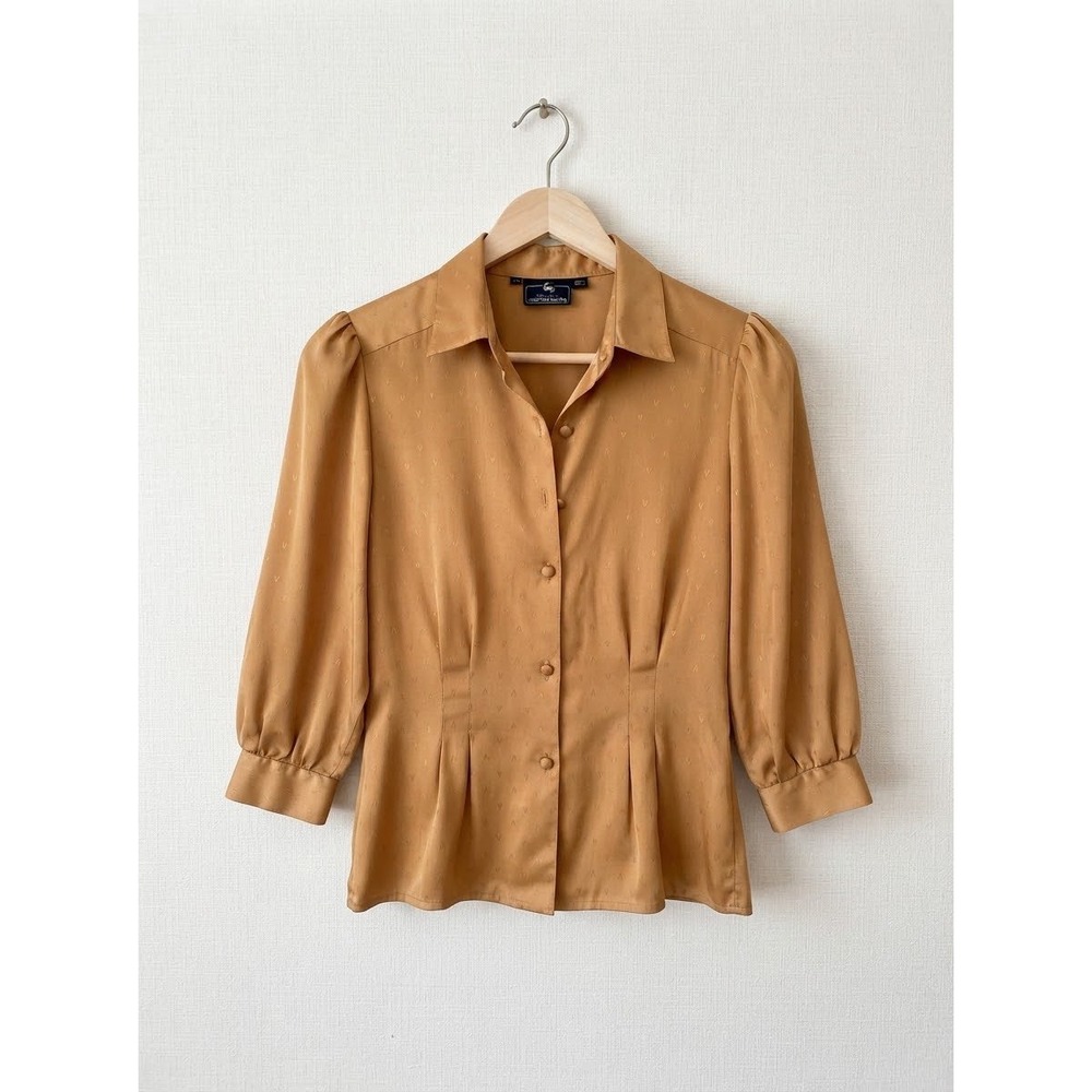 Vintage Jonathan Martin Gold Jacquard Button Down Blouse Size 7/8